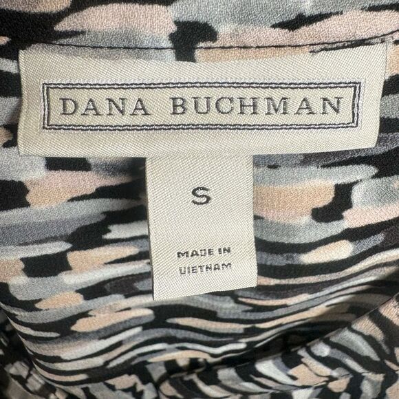 Dana Buchman black gray and blush brushstroke abstract print top size small - Picture 5 of 6